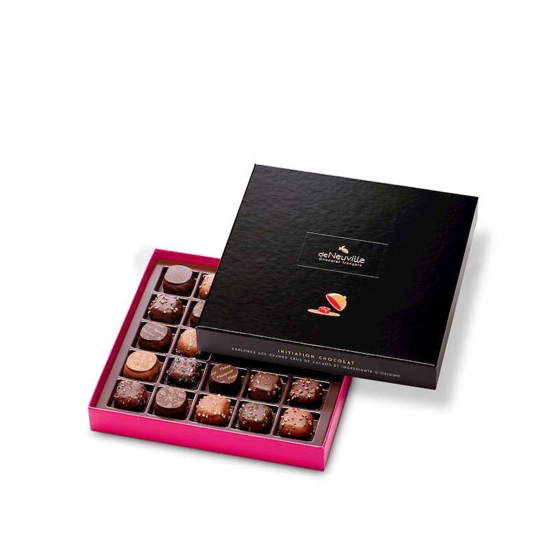 Coffret bouchée Palet d'Or : chocolat noir surmonté de feuilles d